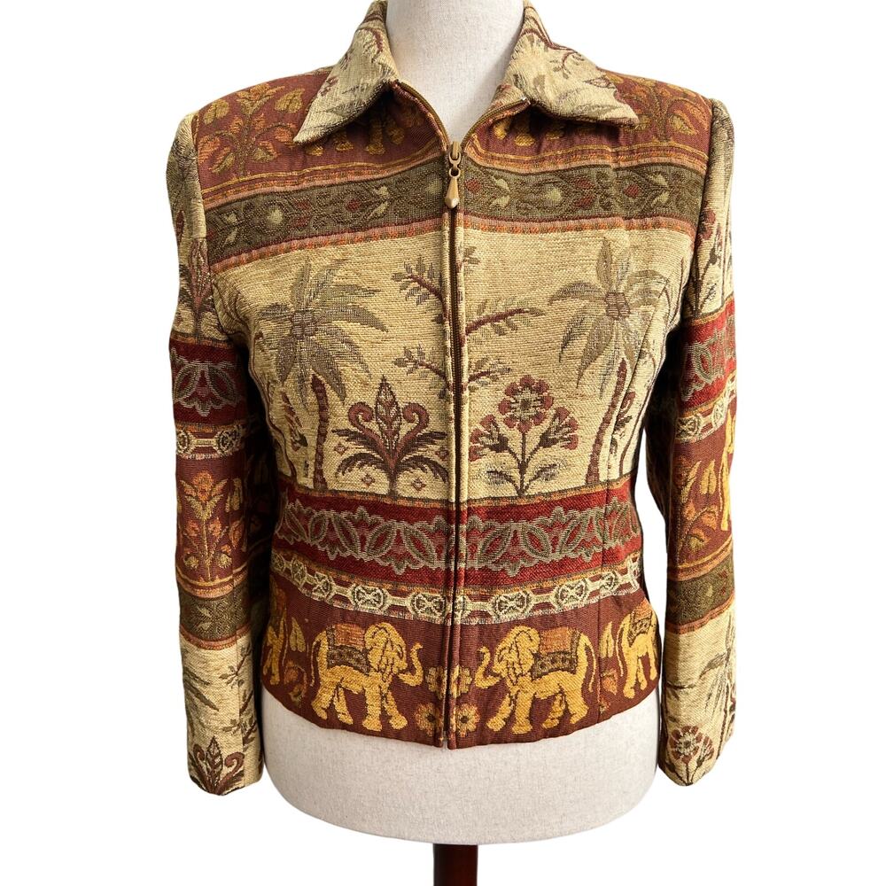 Town & Travel Vintage Tapestry Jacket Size 12
